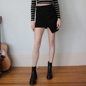 Babaton wrap effect stretch ponte miniskirt, black, size 2